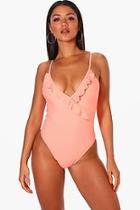 Boohoo Cuba Wrap Around Frill Swimsuit