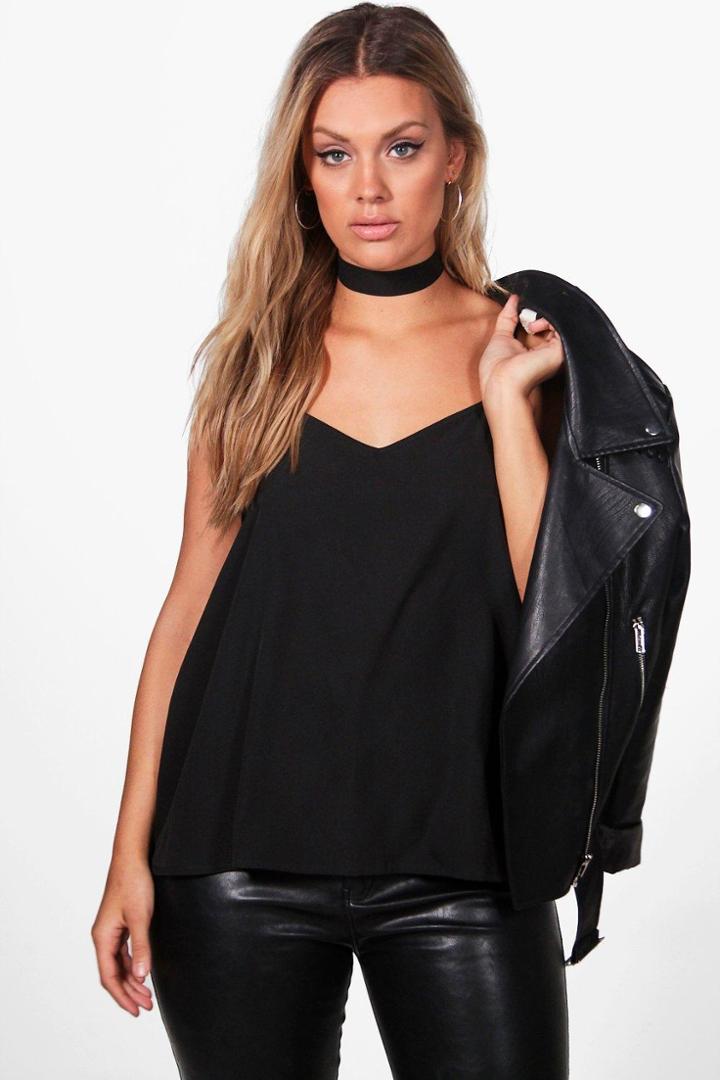 Boohoo Plus Nancy Woven Choker Cami Black