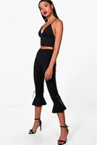 Boohoo Lace Up & Frill Hem Trousers