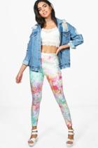 Boohoo Khia Crushed Velvet Tie Dye Leggings Multi