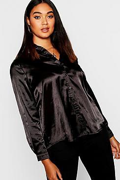 Boohoo Plus Satin Oversized Shirt