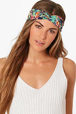 Boohoo Lily Floral Purple Turban Headband