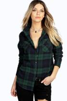 Boohoo Sophie Brushed Large Checked Shirt Green