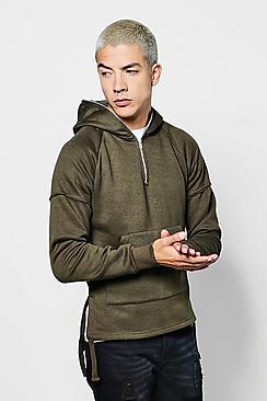 Boohoo Over The Head Hoodie With Zip And Step Hem