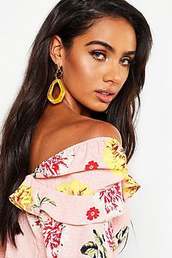 Boohoo Gold And Yellow Resin Drop Earrings