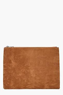 Boohoo Julia Suedette Zip Top Clutch