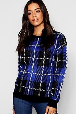 Boohoo Check Jacquard Jumper