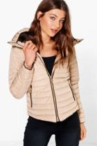 Boohoo Emma Crop Bubble Coat Beige