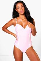 Boohoo Mallorca Contrast Binding Underwired Bathing Suit Pink