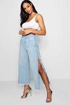 Boohoo Louise Side Popper Straight Leg Jeans