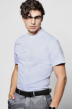 Boohoo Short Sleeve Oxford Grandad Shirt