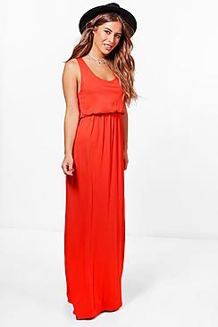 Boohoo Petite Serena Bagged Over Racer Back Maxi Dress