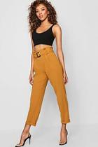 Boohoo Tortoise Shell Buckle Tailored Pants