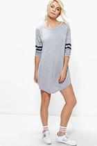 Boohoo Elisha Long Sleeve Baseball Shift Dress