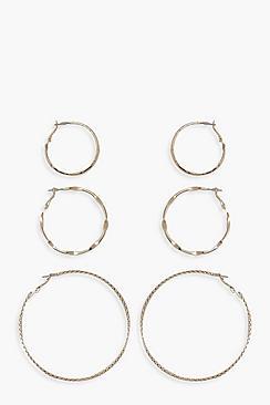 Boohoo Mixed Size And Texture Hoop Pack