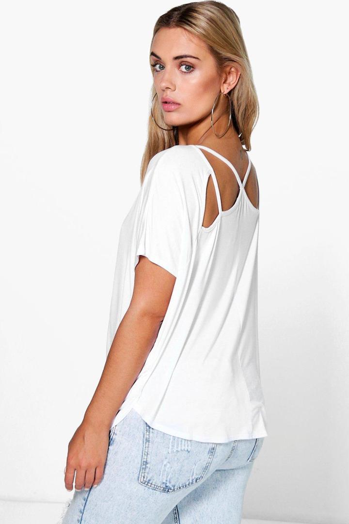 Boohoo Plus Ceri Strappy Back Tee White