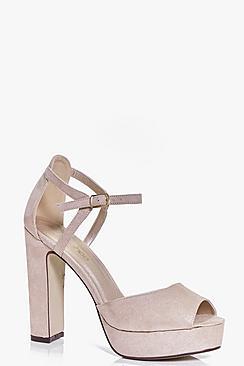 Boohoo Betsy Peeptoe Platform Cut Work High Heel