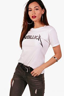 Boohoo Petite Holly Metallica License T-shirt