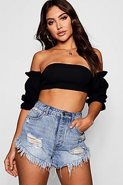 Boohoo Bella Ruffle Detail Crop Top
