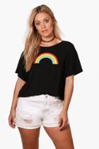 Boohoo Plus Lola Rainbow Print T-shirt Black