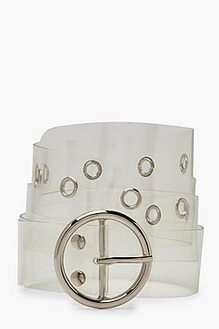 Boohoo Circle Buckle Clear Belt