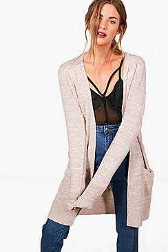 Boohoo Samantha Longline Marl Knit Cardigan