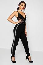 Boohoo Diamante Sports Stripe Joggers
