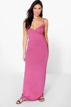 Boohoo Caggie Wrap Front Strappy Maxi Dress Rose