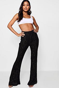 Boohoo Emma Metallic Stripe Cheesecloth Wide Leg Trouser