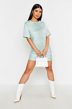 Boohoo Petite Snake Print T-shirt Dress