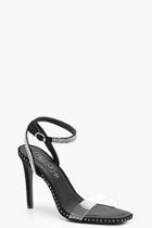 Boohoo Olivia Clear And Diamante Strap Barely There Heels