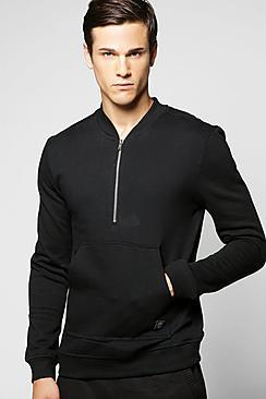 Boohoo Bomber Neck Zip Sweatshirt