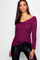 Boohoo Skinny Rib Top With V Front And Back Neckline
