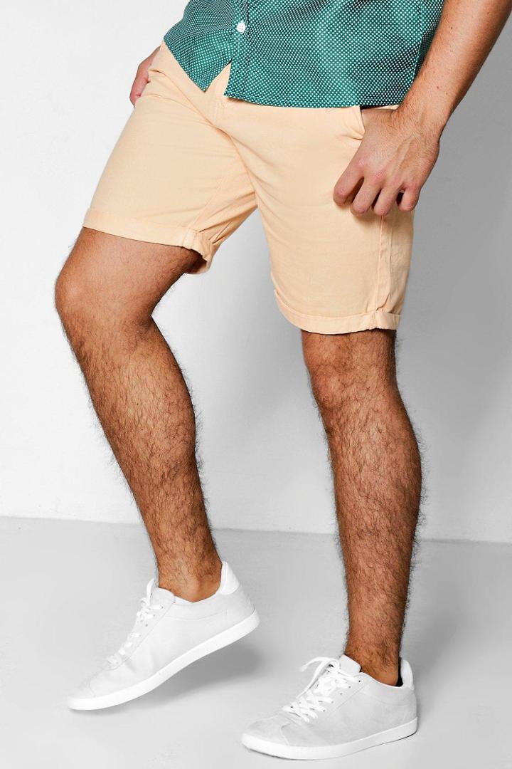 Boohoo Plain Chino Shorts Peach