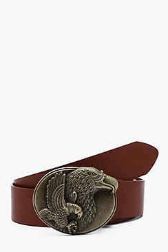Boohoo Eagle Buckle Faux Leather Belt