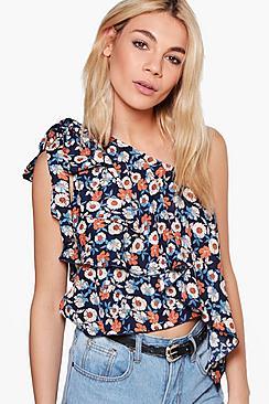 Boohoo Heidi Ditsy Floral One Shoulder Top