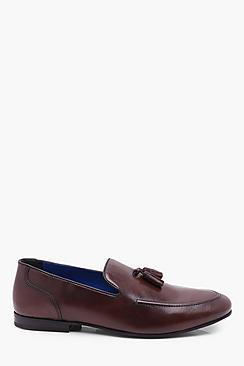 Boohoo Brown Leather Tassel Loafer