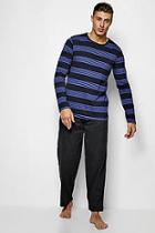 Boohoo Stripe Long Sleeve & Pants Pyjama Set