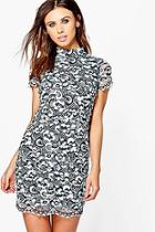 Boohoo Petite Ava Scallop Lace Open Back Bodycon Dress