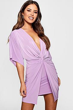 Boohoo Petite Tie Waist Front Mini Dress