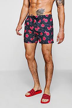 Boohoo Melon Spot Print Swim Shorts
