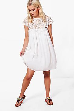 Boohoo Boutique Isla Lace Top Shift Dress