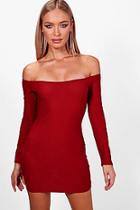 Boohoo Curved Off The Shoulder Bodycon Dress