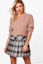 Boohoo Freya Nep Yarn Cable Crop Jumper