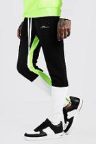 Boohoo Man Signature Colour Block Neon Panel Joggers