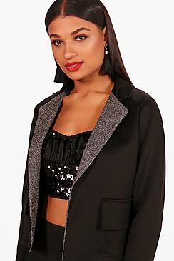 Boohoo Emma Glitter Lapel Blazer