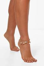 Boohoo Pearl Diamante And Filigree Layered Anklet