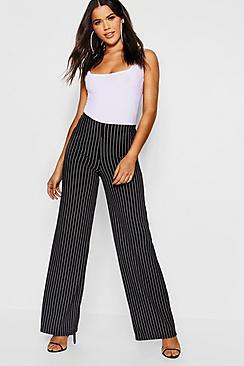Boohoo Pinstripe Wide Leg Trousers