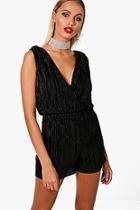 Boohoo Helen Pleated Shoulder Playsuit