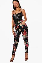 Boohoo Poppy Digital Floral Stretch Skinny Trousers